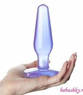 Анальная Пробка Crystal Jellies Medium Butt Plug – Purple с гладкой структурой